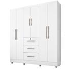 Guarda Roupa Roupeiro de Casal J&A Móveis Tokio 6 portas 3 gavetas com chave e pés Branco Guarda Roupa Roupeiro de Casal J&A Móveis Tokio 6 portas 3 gavetas com chave e pés Branco