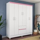 Guarda Roupa Roupeiro Flash II Branco Rosa Flex Demóbile