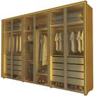 Guarda Roupa Roupeiro Gelius Splendor 6 portas reflecta 8 gavetas LED pés Naturale OFF White Dourado