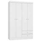 Guarda Roupa Roupeiro Infantil Quarto de Bebê Louise 04 Portas Branco - Desk Design