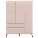 Guarda Roupa Roupeiro Meli 3 Portas Infantil/ Juvenil Pés Palito 100% MDF Rosê