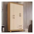 Guarda Roupa Roupeiro Solteiro 4 Portas 2 Gavetas Itapema Cor Carvalho Americano / Off White Lupeza Móveis Ltda