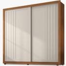 Guarda Roupa Roupeiro Zanzini Versalles com 241 cm de Largura 2 portas de correr 6 gavetas com pés Cinamomo Areia