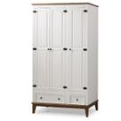 Guarda-Roupa Rústico 3 Portas e 2 Gavetas - Madeira Maciça e MDF