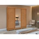 Guarda Roupa Saion 3 Portas 1 Porta Glass 3 Gavetas Amendoa Clean MDP Guarda Roupa Saion 3 Portas 1 Porta Glass 3 Gavetas Amendoa Clean MDP