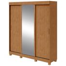 Guarda Roupa Saion 4 Portas 1 Porta Glass 3 Gavetas Amendoa Clean MDP