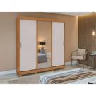 Guarda Roupa Saion 4 Portas 3 Gavetas 1 Porta Glass Amendoa Clean-off White MDP Guarda Roupa Saion 4 Portas 3 Gavetas 1 Porta Glass Amendoa Clean-off White MDP