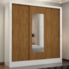 Guarda-Roupa Santiago 3 Portas 3 Gavetas com Espelho Branco/Cinamomo - Carioca Móveis