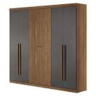 Guarda Roupa Santos Andira Buriti 6 Pts Jatoba/Grafite