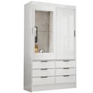 Guarda Roupa Sevilha Solteiro com Espelho 2 Portas 6 Gavetas Carioca Cor Branco