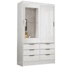 Guarda Roupa Sevilha Solteiro com Espelho 2 Portas 6 Gavetas Carioca Cor Branco