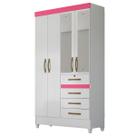 Guarda Roupa Sobral 110cm 4 Portas Branco Flex com Espelho Moval
