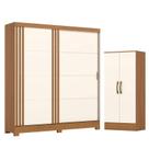 Guarda Roupa Solteiro 02 Portas de Correr 02 Gavetas Prime Armário Multiuso Prime Cinamomo Off White - Henn Briz