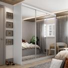 Guarda-roupa Solteiro 100% Mdf Bp com 3 Portas de Espelho Geneve