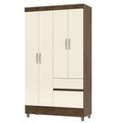 Guarda Roupa Solteiro 102cm Com 4 Portas Ideal Imbuia/Champanhe - Vila Rica