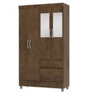 Guarda Roupa Solteiro 102cm Com Espelho Ideal Imbuia Rústico - Vila Rica