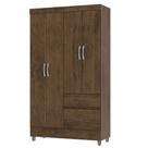 Guarda Roupa Solteiro 103cm 4 Portas Mayra Imbuia Rústico V02 - Mpozenato