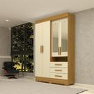 Guarda-roupa Solteiro 119cm 4 Portas 3 Gavetas Capelinha com Espelho 100% Mdf Débora Espresso Móveis