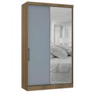 Guarda Roupa Solteiro 135cm 2 Portas e Espelho Delphi Avelã/Grey L01 - Mpozenato