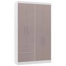 Guarda Roupa Solteiro 135cm 4 Portas 4 Gavetas Taiga Branco/Cinnamon L01 - Mpozenato