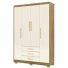 Guarda Roupa Solteiro 150cm 4 Portas Espanha Nature/Champanhe - Vila Rica