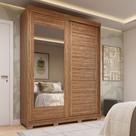 Guarda-Roupa Solteiro 160cm 2 Portas de Correr com Espelhos 100% MDF Dubai Espresso Móveis Marrom/Cinamomo