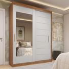 Guarda-Roupa Solteiro 160cm 2 Portas de Correr com Espelhos 100% MDF Dubai Espresso Móveis Off White/Cinamomo