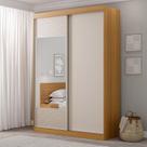 Guarda-Roupa Solteiro 2 Portas 1 Porta com Espelho Samambaia CabeCasa MadeiraMadeira Carvalho/Off White