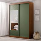 Guarda-Roupa Solteiro 2 Portas 1 Porta com Espelho Samambaia CabeCasa MadeiraMadeira Freijó/Verde