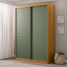 Guarda-Roupa Solteiro 2 Portas 1 Porta Ripada Samambaia Cabecasa Carvalho/Verde