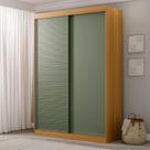 Guarda-Roupa Solteiro 2 Portas 1 Porta Ripada Samambaia Cabecasa Carvalho/Verde