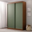 Guarda-Roupa Solteiro 2 Portas 1 Porta Ripada Samambaia Cabecasa Freijó/Verde