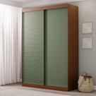 Guarda-Roupa Solteiro 2 Portas 1 Porta Ripada Samambaia CabeCasa MadeiraOriginals Marrom/Freijó/Verde