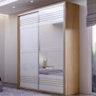 Guarda-Roupa Solteiro 2 Portas 2 Gavetas com Espelho 100% Mdf Freijo/Off White Tw601e Dalla Costa