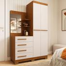 Guarda-roupa Solteiro 2 Portas 4 Gavetas com Espelho 100% MDF 110cm Zínia Espresso Móveis