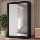 Guarda-roupa Solteiro 2 Portas Correr 4 Gavetas Preto/Branco