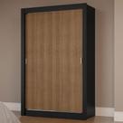 Guarda-Roupa Solteiro 2 Portas Correr Preto/Rustic