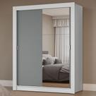 Guarda-Roupa Solteiro 2 Portas de Correr com Espelho Branco/Cinza Milano Madesa