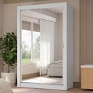 Guarda-Roupa Solteiro 2 Portas de Correr com Espelhos 4 Gavetas Branco Vivare Plus Madesa