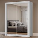 Guarda-Roupa Solteiro 2 Portas de Correr com Espelhos Branco Milano Madesa