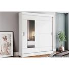Guarda Roupa Solteiro 2 Portas de Correr e 2 Gavetas c/ Espelho Briz B66 Branco/Rosa - Henn