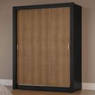 Guarda-Roupa Solteiro 2 Portas de Correr Preto/Rustic Milano Madesa