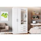 Guarda Roupa Solteiro 2 Portas e 3 Gavetas c/ Espelho Briz B64 Branco - Henn