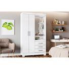 Guarda Roupa Solteiro 2 Portas e 3 Gavetas c/ Espelho e Pés Briz B64 Branco - Henn Guarda Roupa Solteiro 2 Portas e 3 Gavetas c/ Espelho e Pés Briz B64 Branco - Henn