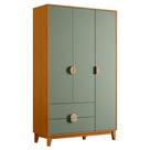 Guarda Roupa Solteiro 3 Portas 2 Gavetas 120cm Ipê Cinamomo/Sálvia - Albatroz