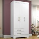 Guarda-Roupa Solteiro 3 Portas 2 Gavetas Branco/Rosa Chá Be16 - Briz