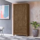Guarda Roupa Solteiro 3 portas 2 gavetas Castanho Wood Lima - Moval Guarda Roupa Solteiro 3 portas 2 gavetas Castanho Wood Lima - Moval