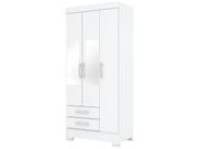 Guarda-Roupa Solteiro 3 Portas 2 Gavetas com Espelho Branco/Branco/Rosa Be16 - Briz