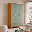 Guarda Roupa Solteiro 3 Portas 2 Gavetas Pés Retrô Abruzzo A04 Cinamomo Sálvia - Lyam Decor Guarda Roupa Solteiro 3 Portas 2 Gavetas Pés Retrô Abruzzo A04 Cinamomo Sálvia - Lyam Decor