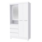Guarda Roupa Solteiro 3 Portas 3 Gavetas Branco Com Espelho Guarda Roupa Solteiro 3 Portas 3 Gavetas Branco Com Espelho